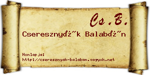 Cseresznyák Balabán névjegykártya
